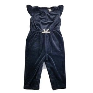 Osh Kosh Black Velour One Piece Baby Size 12M Snap Button